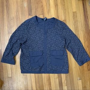 Alfani Grey Lace Front Open Cardigan Top